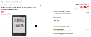 KOBO Clara Colour Zwart - 6 inch - 16 GB voor €131,40 bij de Mediamarkt