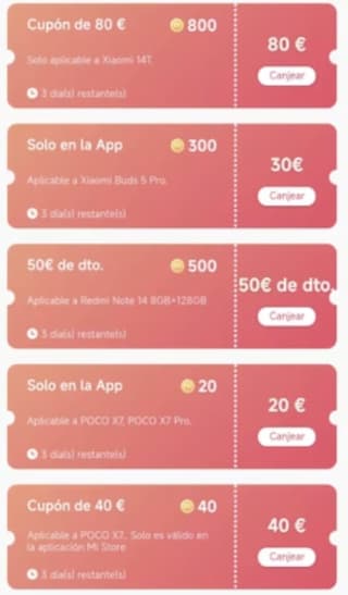 Cupones hasta 80€ Descuento desde la App Xiaomi
