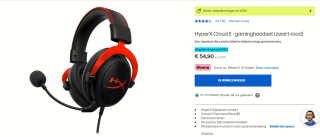 HyperX Cloud II Rood voor €54,90 bij HP