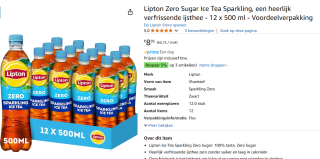 Diverse smaken Lipton Ice Tea 12x500 ml vanaf €8,95 bij Amazon
