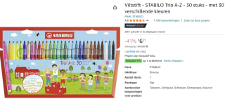 STABILO Trio A-Z - Viltstift Etui Met 30 kleuren voor €6,21 met Amazon Prime