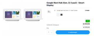 Google Nest Hub 2-pack met 50% korting voor KPN Klanten bij Tink