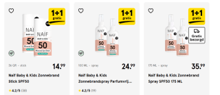 Alle Naif Zonnebrand 1+1 gratis bij de Etos