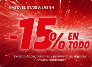 Descuento 15% desde la Aplicación móvil de Mediamarkt