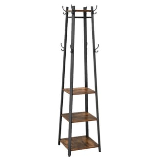 Perchero VASAGLE Perchero Industrial con 3 Estantes Escalera con Ganchos y Barra de Ropa Estructura de Acero Rústico por solo 38,89€