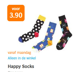 Happy Socks voor €3,90 bij de AH