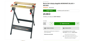 Banco de Trabajo WORKMATE BLACK + DECKER por 25,99€