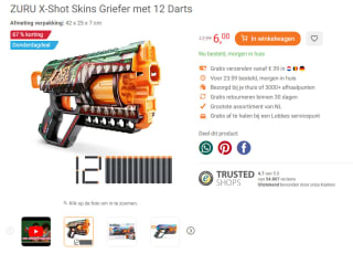 ZURU X-Shot Skins Griefer met 12 Darts voor €6 bij Lobbes