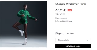Chaqueta para Mujer Nike Windrunner por 42.99€