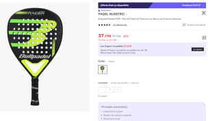 Pala de Pádel Bullpadel Raider PWR por 37.19€ (Cuenta Nueva 27.19€)