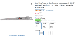 Bosch Reciprozaagblad - Hout - 152 mm voor €7,50 bij Amazon