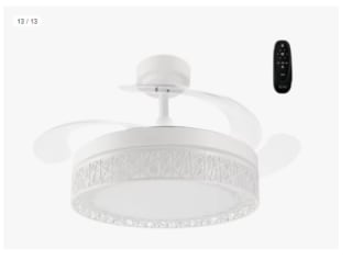 Ventilador de techo con LED, Motor DC, silencioso con mando a distancia, aspas retráctiles, 6 velocidades y 3 temperaturas de luz, temporizador, función verano-invierno por 71.43€ (Cuenta Nueva 59.43€)