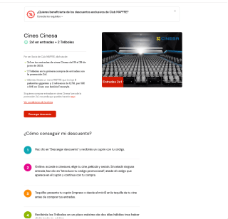 2x1 Entradas de cine CINESA con Club Mapfre
