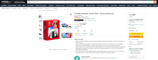 Console da Nintendo, modelo Switch Oled - R$ 2.399,90
