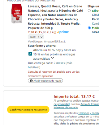 1,5kg Lavazza, Qualità Rossa, Café en Grano Natural por 13,17€