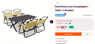 Feel Home Luxe glamping set met tafel en 4 stoelen voor €53,95 bij iBOOD