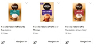 3x Nescafe oploskoffie voor €5,99 bij Spar
