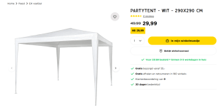 Partytent 290x290 cm voor €29,99 bij de Xenos