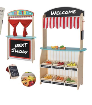 Houten Theater / Winkeltje (2-in-1) voor €36,95