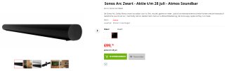 Sonos Arc soundbar voor €699 bij Apollo