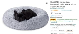 Hondenbed - kattenbed rond grijs 70cm voor €19,49 bij Amazon.nl