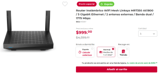 Router WiFi Mesh Linksys MR7350 AX1800 a $999 en Office Depot