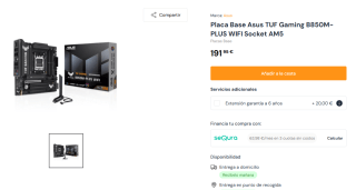 Placa Base Asus TUF Gaming B850M-PLUS WIFI Socket AM5 por 191,95€