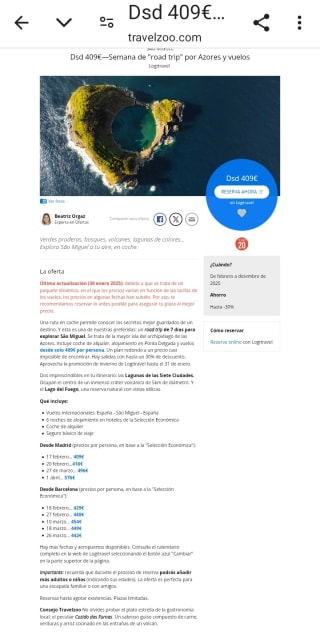 Semana en Azores con Vuelos desde 409€.