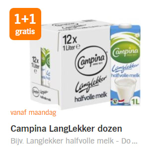 Campina LangLekker dozen 1+1 gratis bij de AH