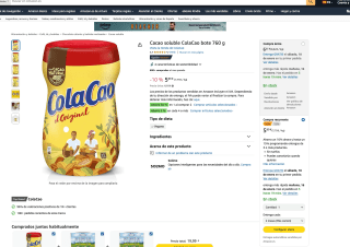 2 Cacao soluble ColaCao 760g por 8,83€