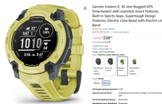 Garmin Instinct E, 45mm, Geel (Zwart) voor €208 bij Amazon