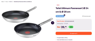 Tefal Ultimum koekenpan 24 cm en 28 cm voor €39,95 bij iBOOD