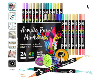 Rotuladores Acrilicos Permanentes, 48 Colores 24 Piezas por 8,99€