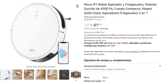 Mova M1 Robot Aspirador y Friegasuelos, Potente Succión de 4500 Pa por 81,81€