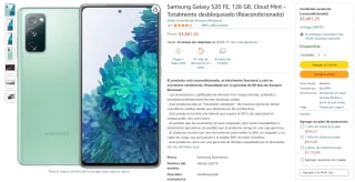 Samsung Galaxy S20 FE 128GB Reacondicionado por $3,801 en Amazon