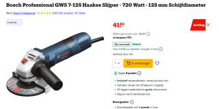 Bosch Professional GWS 7-125 Haakse Slijper - 720 Watt voor €41,80 bij Bol