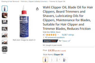 Capture a Wahl clipper oil as low as £2.99 from Amazon