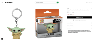 Llavero Funko Pop Child Fuerza The Mandalorian Star Wars por 3,95€