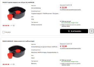 Tot 50% korting op diverse airfryer accessoires van Philips bij de Mediamarkt
