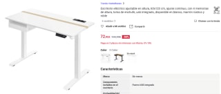 Escritorio Eléctrico Regulable 60x140cm liso o con cajones por 72,95€
