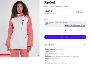 Chaqueta de Mujer Rip Curl ANNIE por 54€