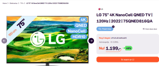 LG 75QNED816QA (2022) voor €1199 bij iBOOD