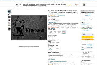 Kingston A400 SSD Disco duro sólido interno 2.5" SATA Rev 3.0 960GB A400S37/960G a solo 46,95€