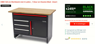 HBM 120 cm Werkbank met 4 Laden voor €249,99 bij HBM Machines
