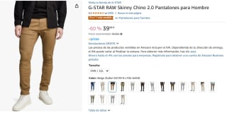 G-STAR RAW Skinny Chino 2.0 Pantalones Hombre por 39,98€