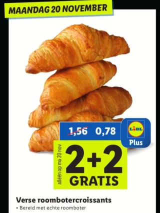 4 Verse Roomboter Croissants voor €0,78 bij de Lidl