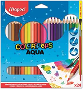 Lapices de colores Aqua Maped - 24 lapices + 1 pincel por solo 4.78€