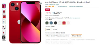 iPhone 13 Mini 256GB Red por $15,299 en Amazon