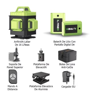Nivel láser de 16 líneas 3D/4D Traje trípode de 1m por solo 31,56€