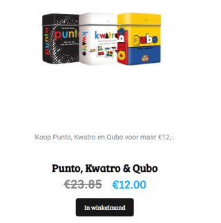 Punto, Kwatro en Qubo voor €12 bij Whitegoblingames